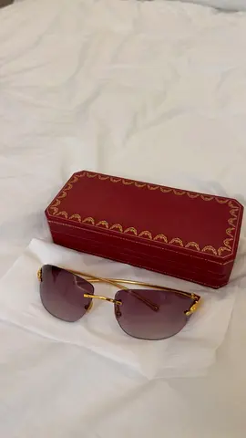 Gold-frame Gradient Lens Sunglasses with Red Hard Case