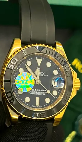 Rolex Yacht-Master Men’s Master Copy Watch – Black Dial, Rubber Strap