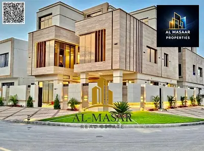 Villa in Al Yasmin Corner, three floors, 7 rooms, private pool, elevator, central air conditioning,