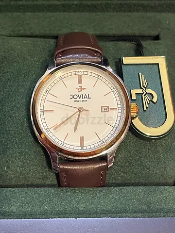 Jovial Classic Mens Analog Watch with Brown Leather Strap