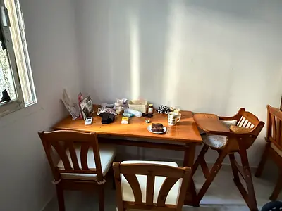 Solid Wood Dining Table with 4 Chairs- Good Condition