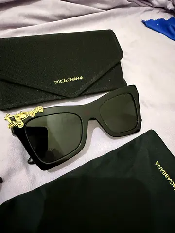 Dolce  Gabbana Black Oversized Square Sunglasses with Case