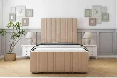 Brand New Luxury Queen Size Bed with Large Headboard - Fully Customizable - Hydraulic Storage Option