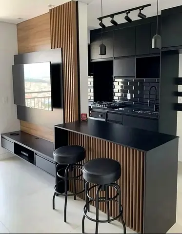 Modern black kitchen island