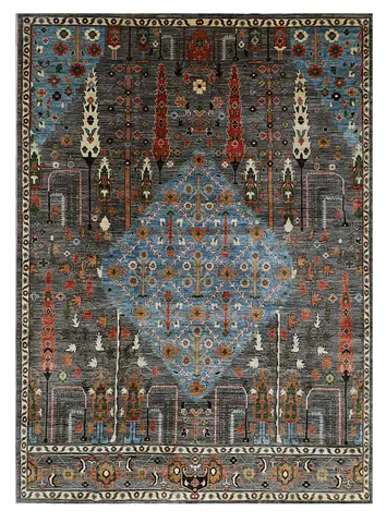 248 x 301 cm | Oriental Tree of life Brown Area Rug Afghan Hand Knotted Veg Dye Wool carpet