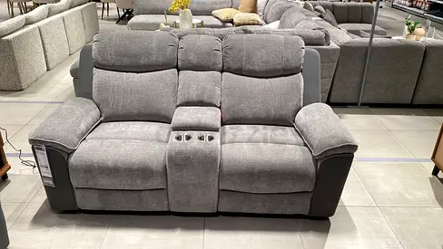 Gray 2-Seater Reclining Sofa with Center Console