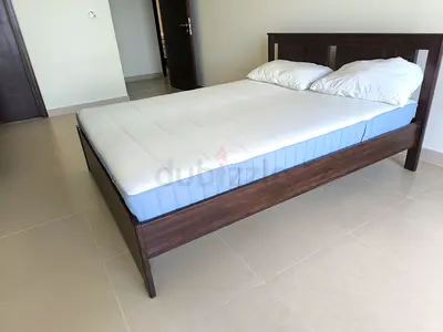 Wooden Double Bed Frame with Mattress - Good Condition