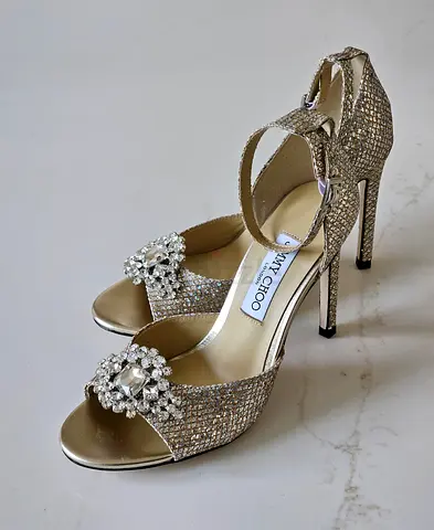 Jimmy Choo Swarovski Crystal Open-Toe Heel