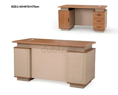 Wooden Office Desk with Storage Drawers and Cabinet – 140 x 70 x 75 cm