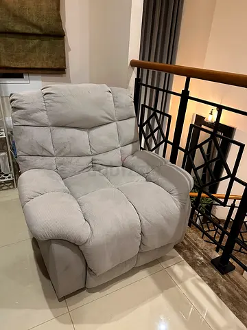Single Seater Recliner Armchair - Light Grey, Comfortable Padded Seat