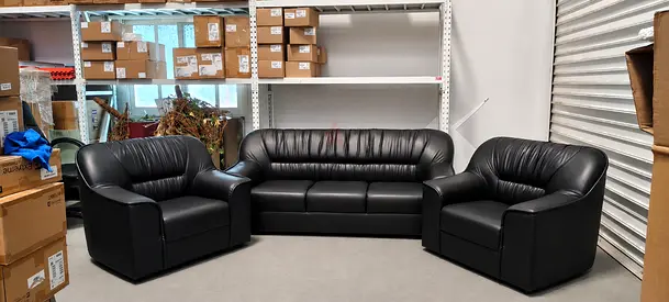 Balck leather couch set for sale
