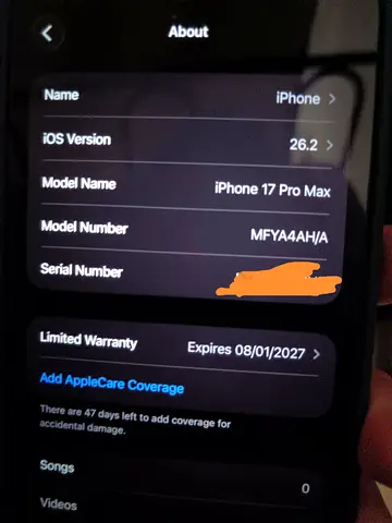 Iphone 17 pro max 256