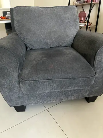 Grey Fabric Armchair with Deep Cushioning