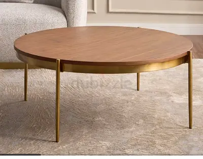 Reya Walnut  Gold Round Coffee Table