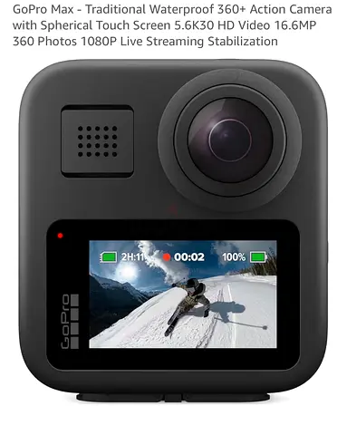 GoPro Max - Traditional Waterproof 360+ Action Camera with Spherical Touch Screen 5.6K30 HD Video 16