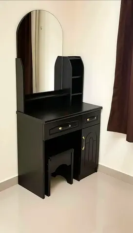 Brand New Black Wooden Dressing Table with Mirror and Storage