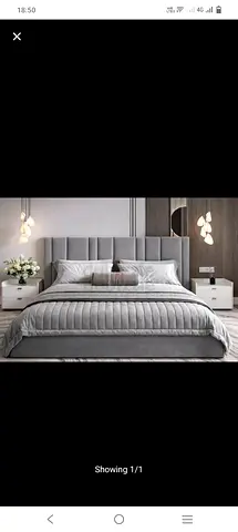 Grey queen size bed with madical mattress good quality