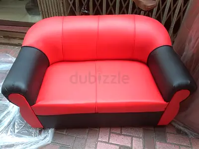 Modern Two Seater Red and Black Sofa
