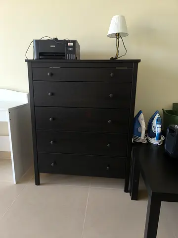 IKEA Hemnes 5-drawer Chest - Dark Brown, Good Condition
