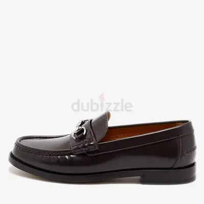 Gucci Brown Leather Horsebit Slip On Loafers Size 42.5