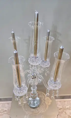 Crystal 5-Arm Candelabra with Hanging Prisms-80 cm