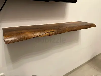 Solid Wood Floating Shelf - Dark Brown, Live Edge