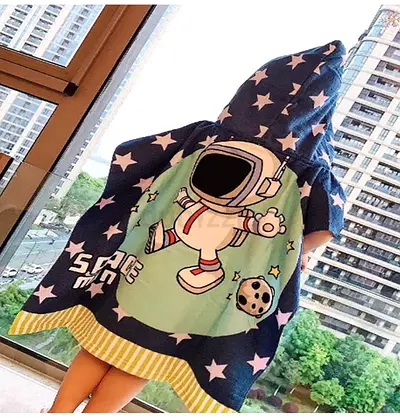 Kids Spaceman Hooded Towel 60x120 cm Beach and Bath Towel for Toddlers Spaceman Design