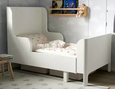 Bed frame white wooden 2025