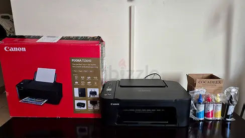Canon PIXMA TS or MG Series Inkjet Printer with Extra Ink Bottles and Original Box