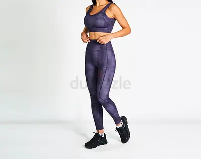 Womens 3-Piece Navy Tie-Dye Activewear Set (Top + Leggings+TShirt)