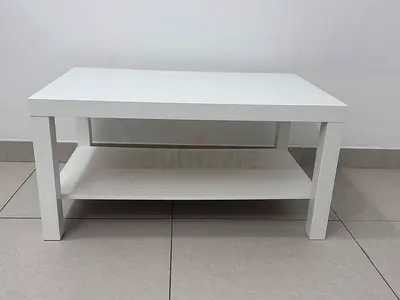 Modern White Coffee Table with Storage Shelf