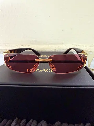 Brand New Versace rimless sunglasses - brown lenses, gold frame