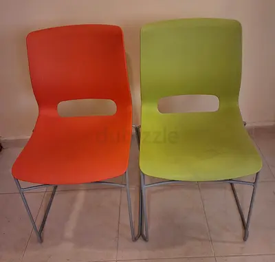 Set of 2 Chairs — Orange  Green
