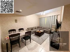 Luxury furnished 2BHK apartment with a spacious layout, central AC, clean modern furniture, fully eq