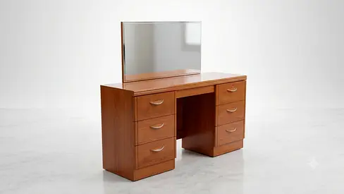 Wooden Dressing Table with Mirror and 6 Drawers