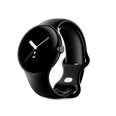 Google pixel watch Black round smart watch with silicone strap (Open box ) - just like new