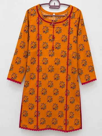 Orange floral cotton 3pc dress