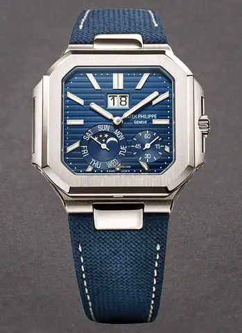 Patek Philippe Nautilus-style Blue Dial Mens Watch with Blue Strap