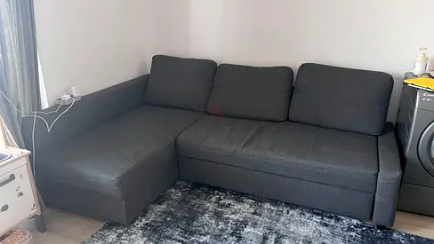 Grey L-shaped Fabric Sofa – 3-seater with Chaise
