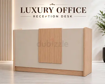 Modern Wooden Reception Desk with Storage – Stylish Office Front Counter Desk For Offices