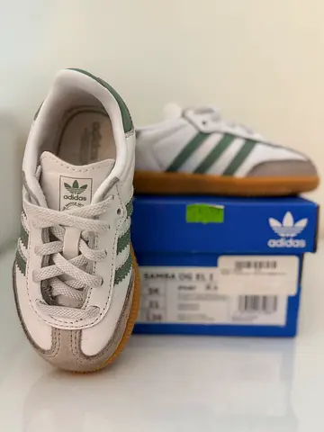 Adidas Samba OG Kids Sneakers - White/Green, Size EU 31 (with box)