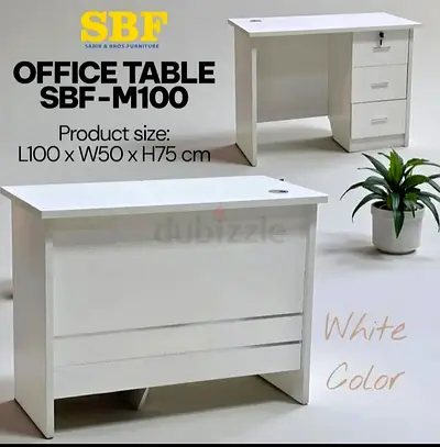 White Office Desk with Drawers SBF-M100 - 100x50x75cm