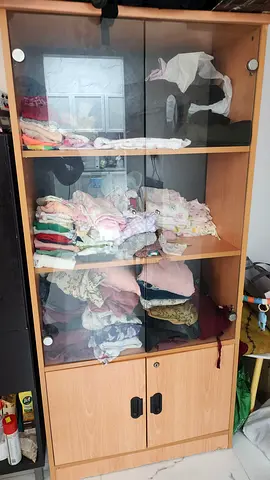 Wooden Display Cabinet / Storage Cupboard with Glass Doors