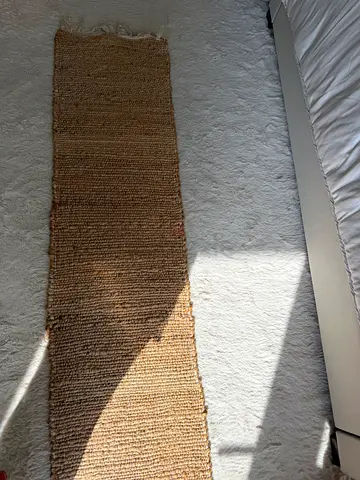 Natural jute runner rug - 2.5m x 0.6m (approx), good used condition