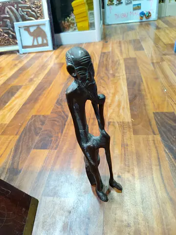 Vinatge brass Tribal Figurine - Standing Elder Sculpture - 27cm