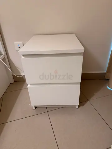 2 IKEA white 3-drawer bedside cabinet - good condition