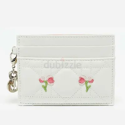 Dior Lady Dior Freesia White Cannage Leather Card Holder