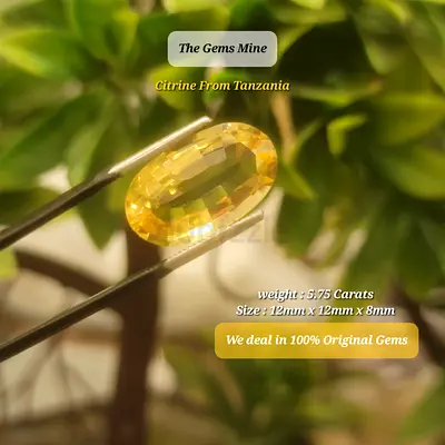 Natural Citrine Gemstone 5.75 Carats from Tanzania