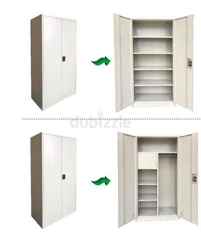 Metal Storage Wardrobe Cupboard - 2-Door Office/Home Cabinet