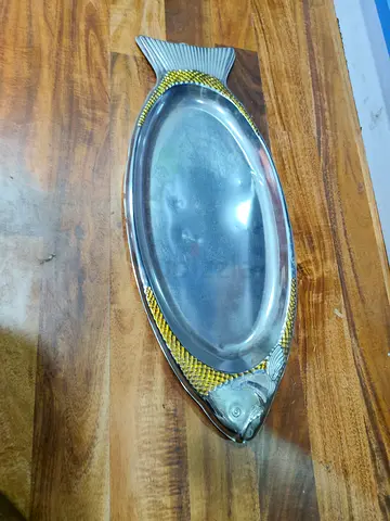 Metal Fish-Shaped Serving Tray 46cm